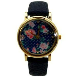 Olivia Pratt Solid Colors with Flowers Details Women Watch
